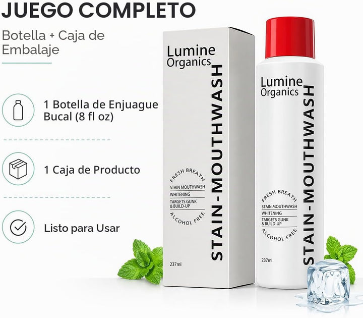 Lumine Organics Enjuague bucal, enjuague bucal blanqueador Lumine O...