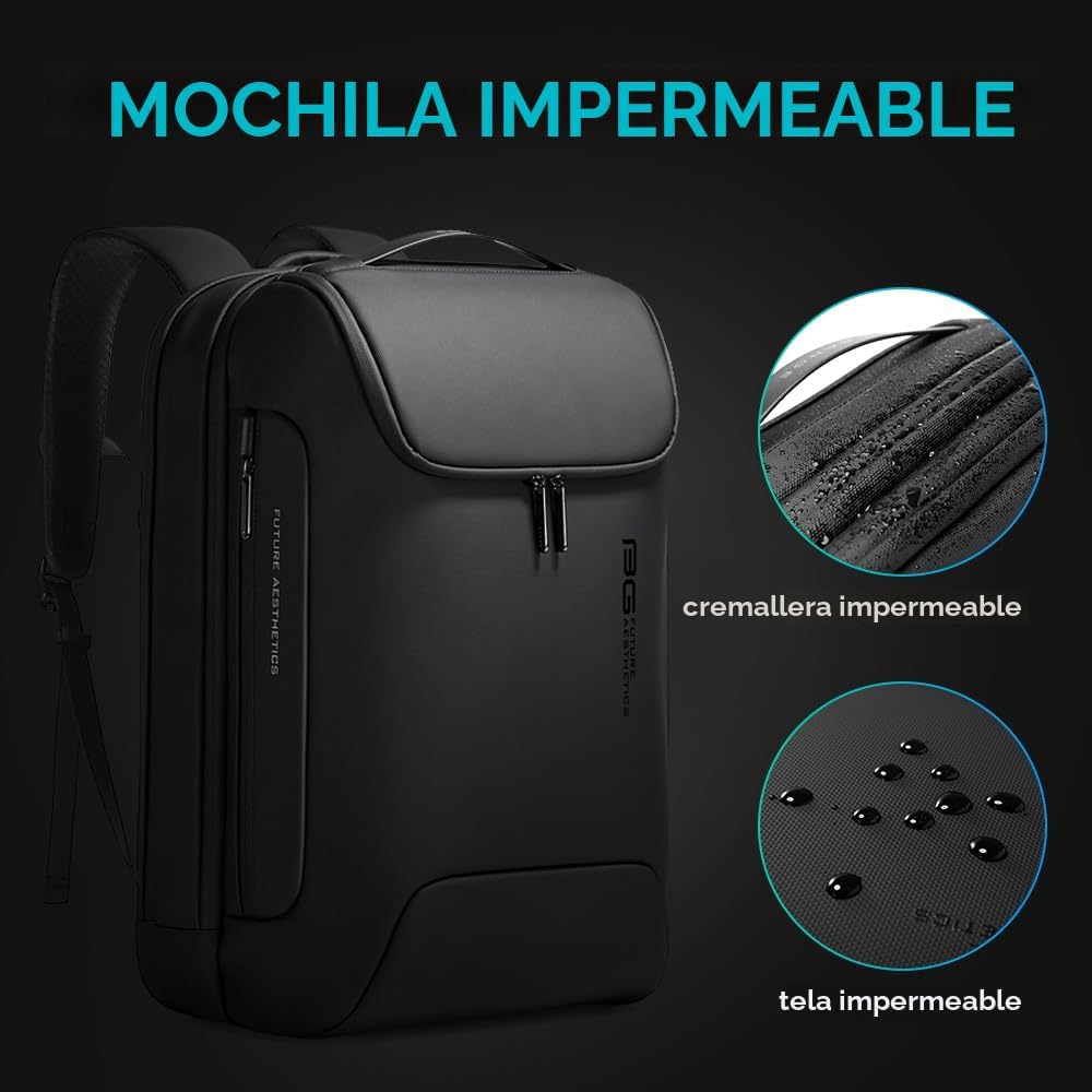 BANGE Mochila antirrobo con puerto de carga USB, mochila de negocio...