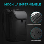 BANGE Mochila antirrobo con puerto de carga USB, mochila de negocios ligera para hombres y mujeres.., Negro, Computadora portátil