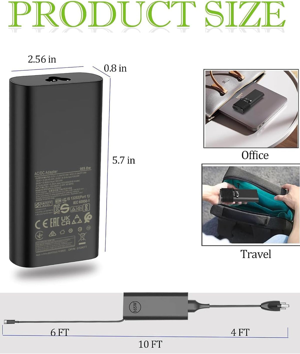 Adaptador GaN USB-C de 165 W compatible con Dell Pro Max 16/18 MB16250