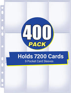 Paquete de 400 hojas de carpeta de 9 bolsillos para tarjetas, capacidad