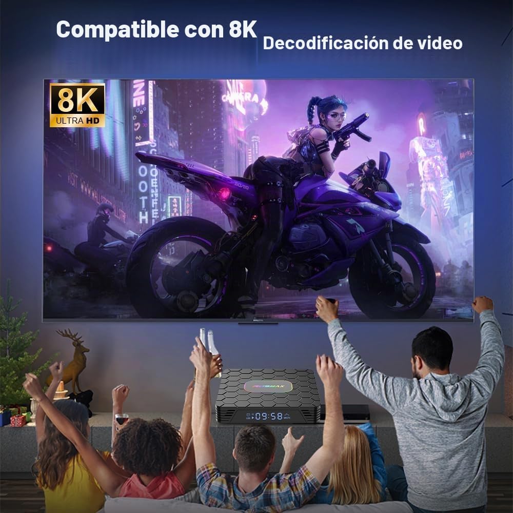 R69 Max Android TV Box con 4GB RAM 64GB ROM, 8K decodificación 2.4/5.0Ghz