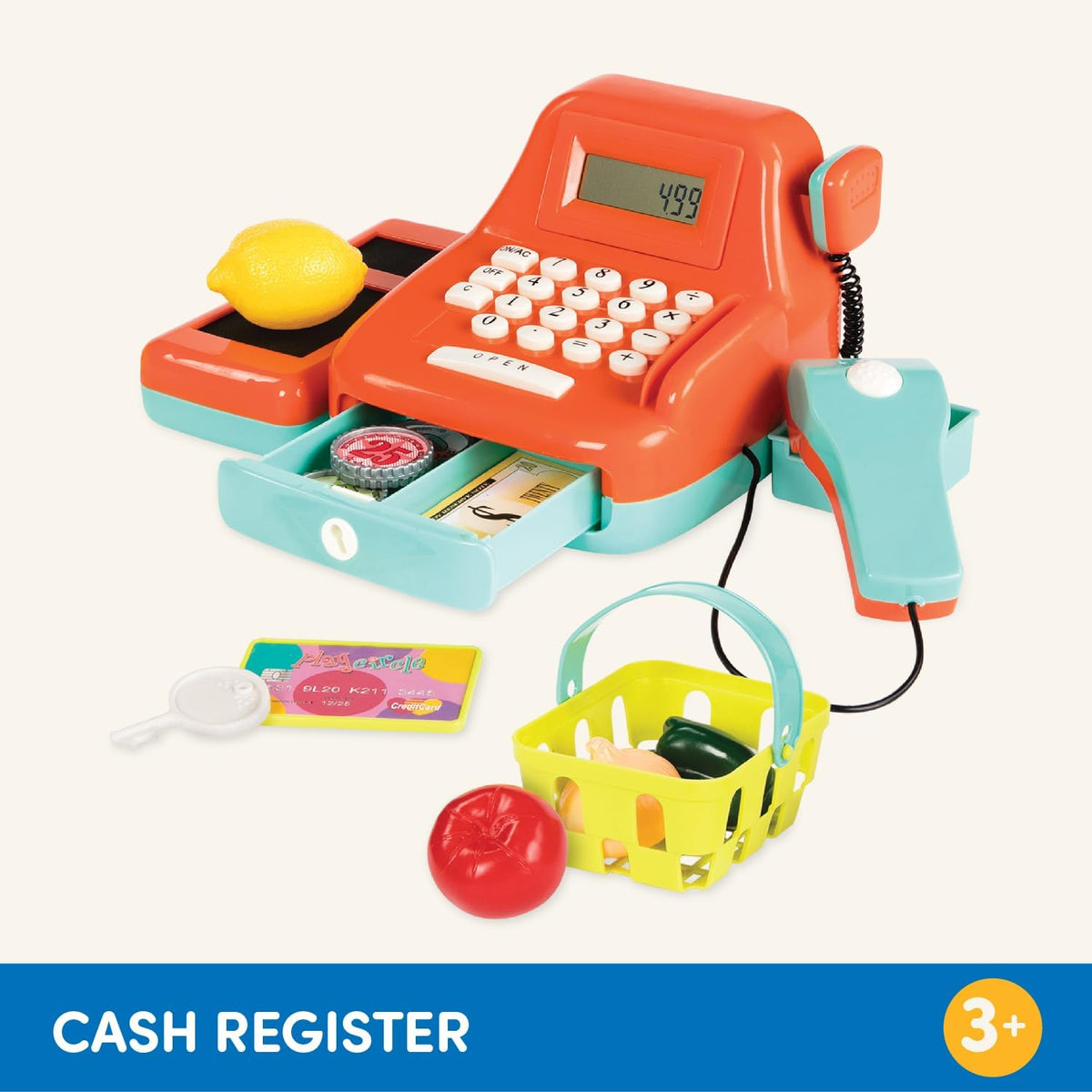 Battat Caja registradora para niños con escáner y sonidos, juego de 26