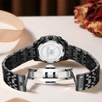 OLEVS Relojes para mujeres de negocios, con diamante, pulsera de acero inoxidable, fecha, impermeable, tono bicolor para mujer
