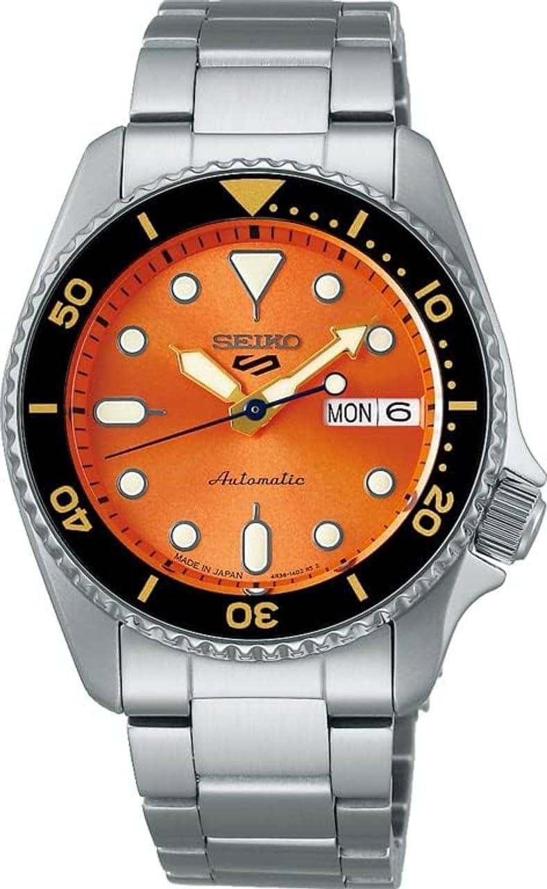 SEIKO 5 reloj unisex automático con esfera naranja SRPK35