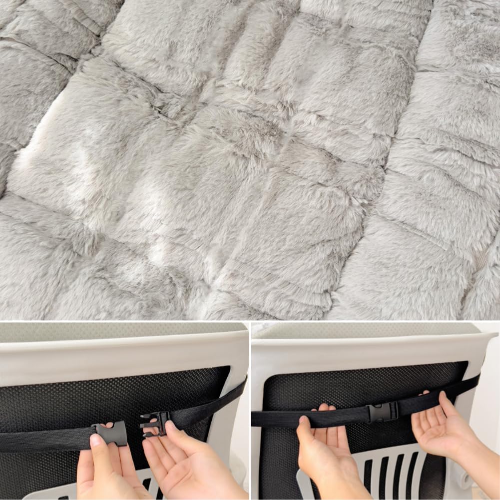 Cojín de asiento de oficina con respaldo de felpa para silla de juegos, cojín antideslizante para silla de escritorio, 18.8 x 35.4 pulgadas