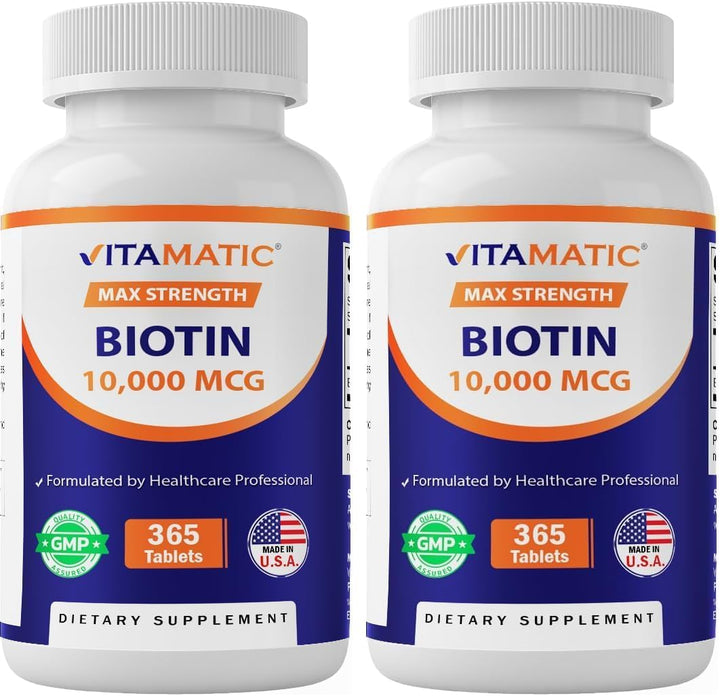 Vitamatic Biotina 10,000 mcg (10 mg) para cabello, piel y uñas más...