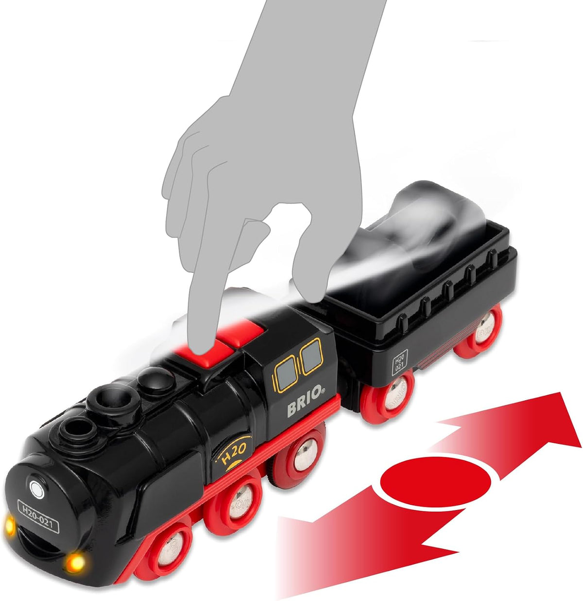 BRIO World - Tren de Vapor Navideño - Tren Operado a Batería - Motor de Vapor Motorizado de 27 Piezas para Pista de Madera con Luces y Vapor Apto para Niños - Juego Interactivo con Adelante/Atrás