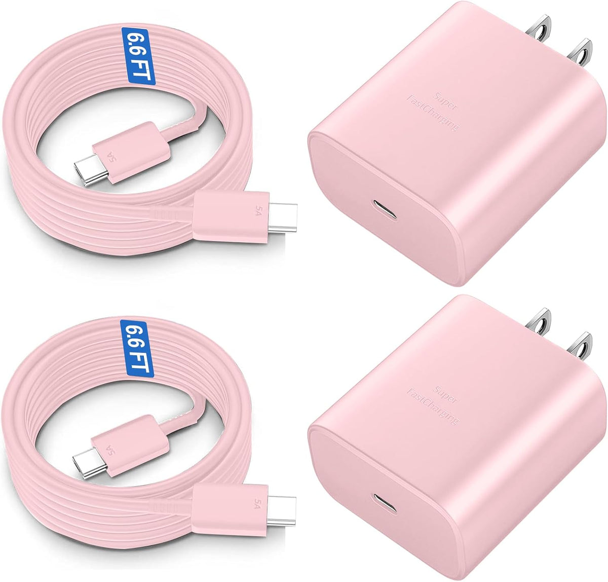 Cargador súper rápido USB-C de 45 W, bloque de carga de teléfono Android tipo C para Samsung Galaxy S26 S25 S24 S23 Ultra/S26 S25 S24 S23 S22 S21 S20/Note 10/20, cargador PPS con cable de 6.6 pies