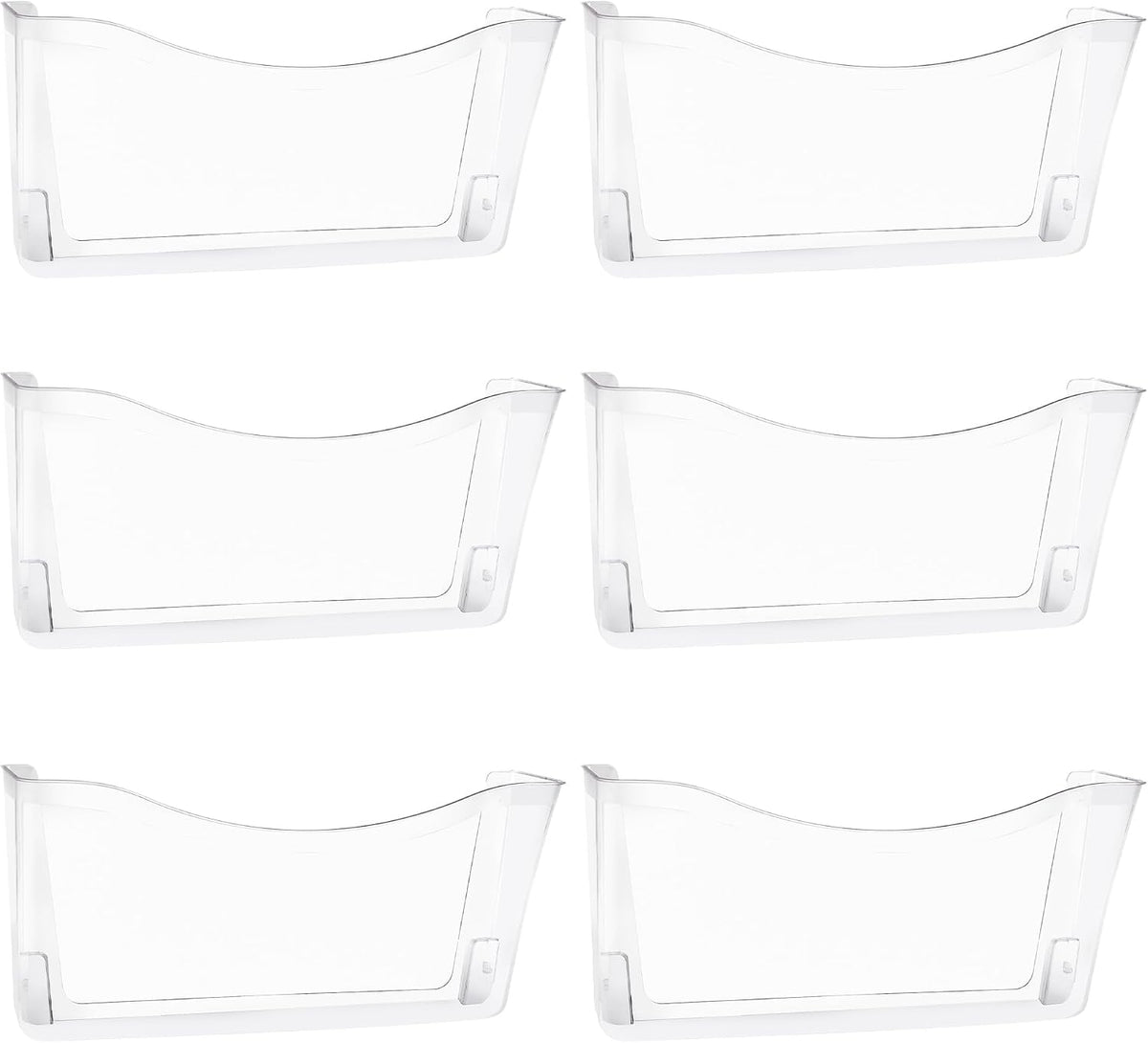 Paquete de 6 organizadores transparentes para colgar archivos de un solo bolsillo, soporte de plástico para revistas, correos de papel, contenedores montados para oficina, escuela y hogar