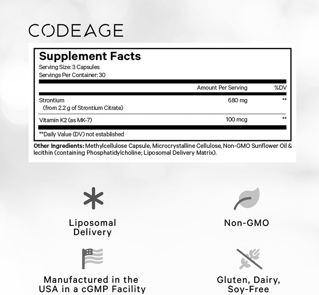 Codeage Suplemento de estroncio liposomal, citrato de estroncio, vi...