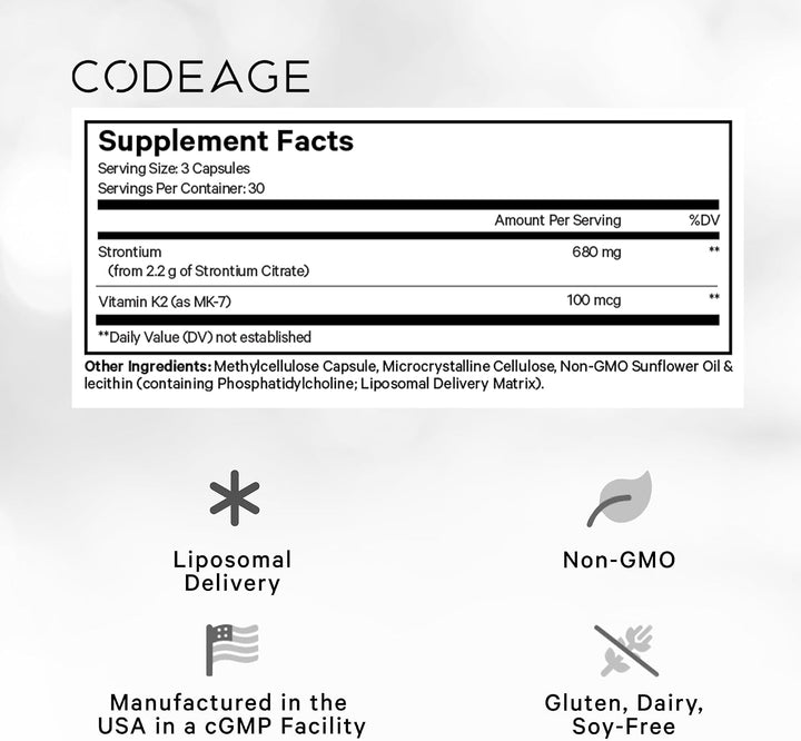Codeage Suplemento de estroncio liposomal, citrato de estroncio, vi...