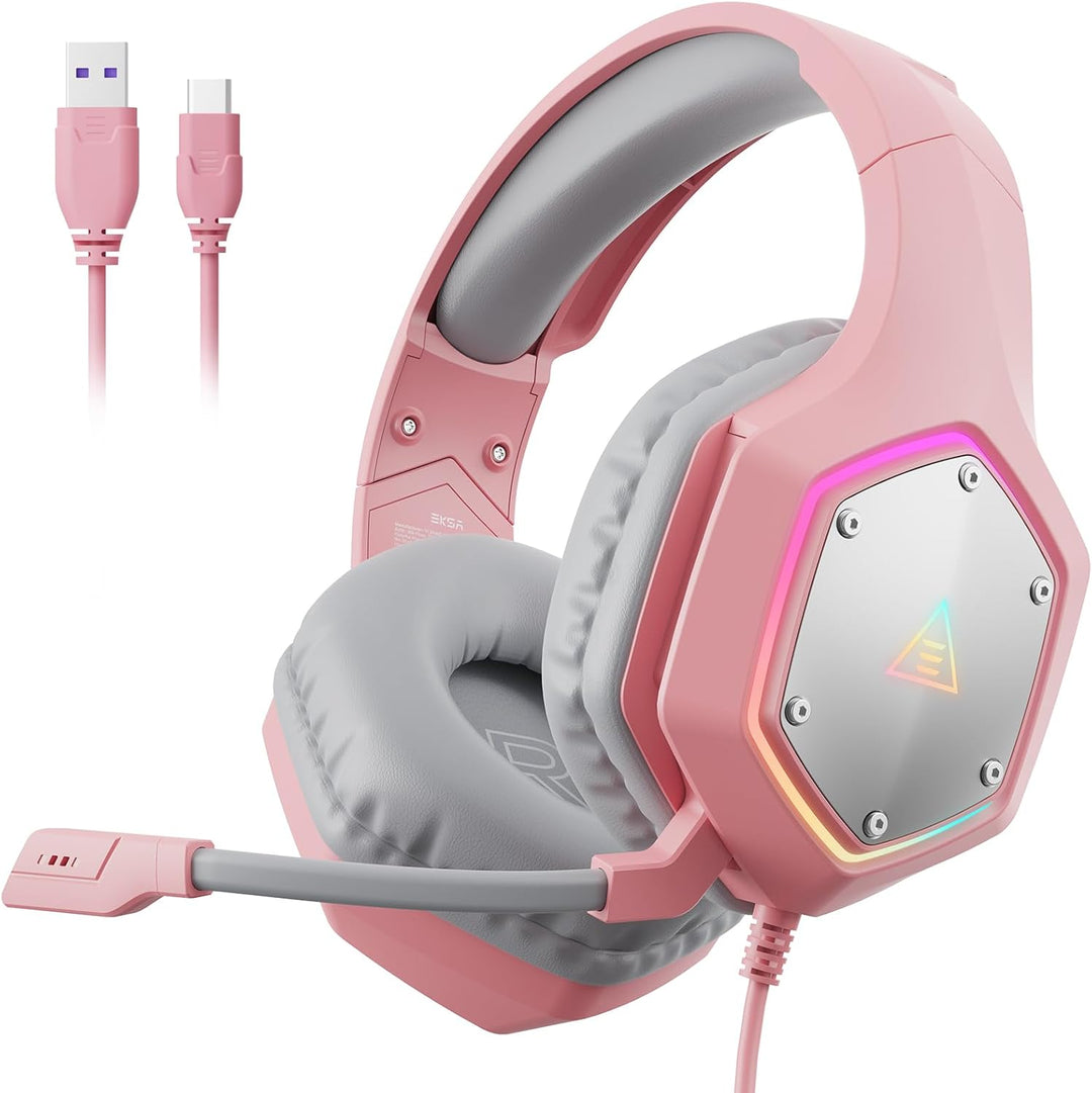EKSA E1000 V2 Gaming Headset, PC Headset with USB C Plug, Wired Hea...