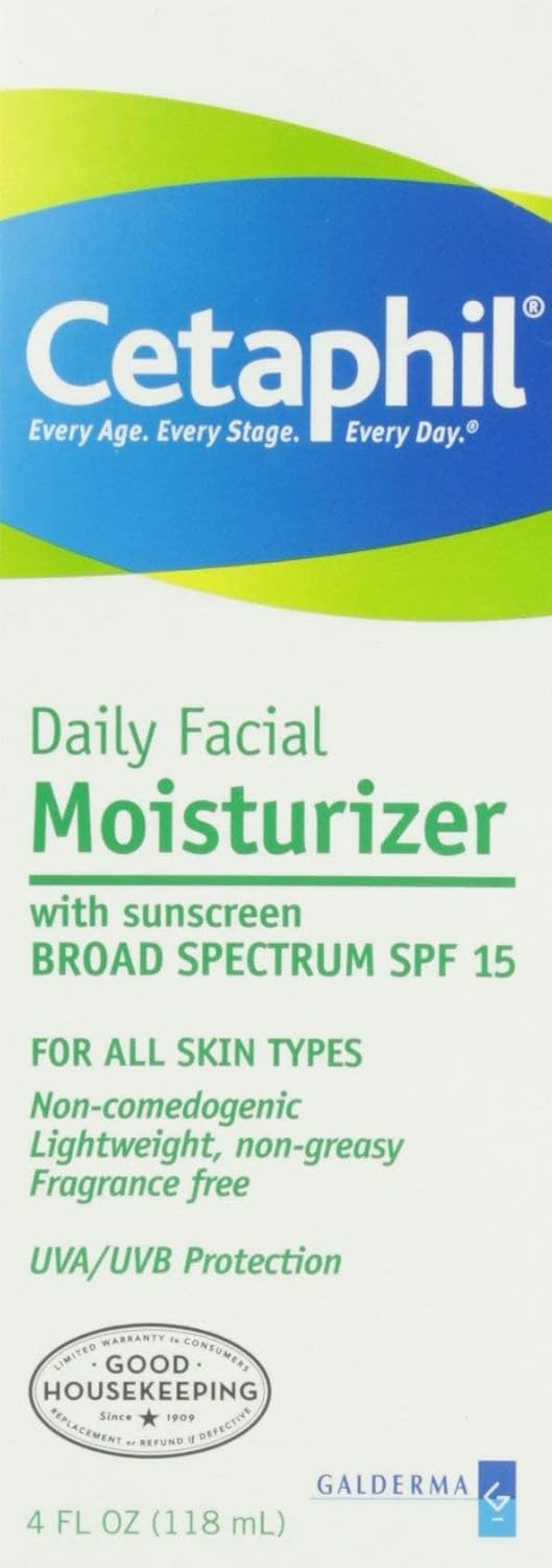 Cetaphil Hidratante facial diario SPF 15, 4 onzas líquidas, hidrata...