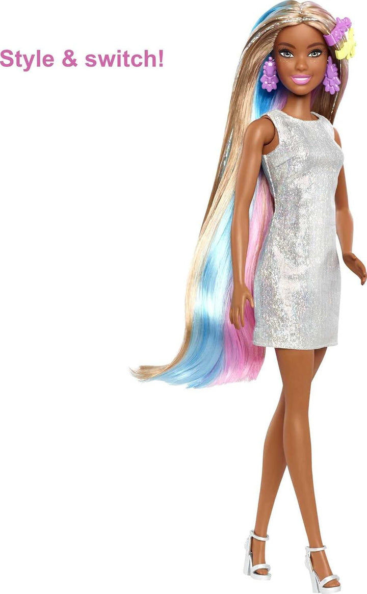 Muñeca Barbie Cabello de Fantasía y Accesorios, Cabello Largo Color...