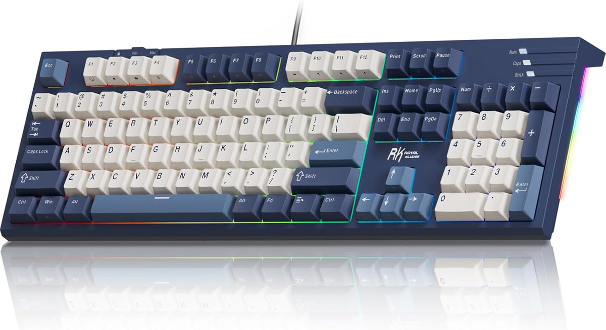 RK ROYAL KLUDGE R104 Teclado mecánico con cable de tamaño completo,...