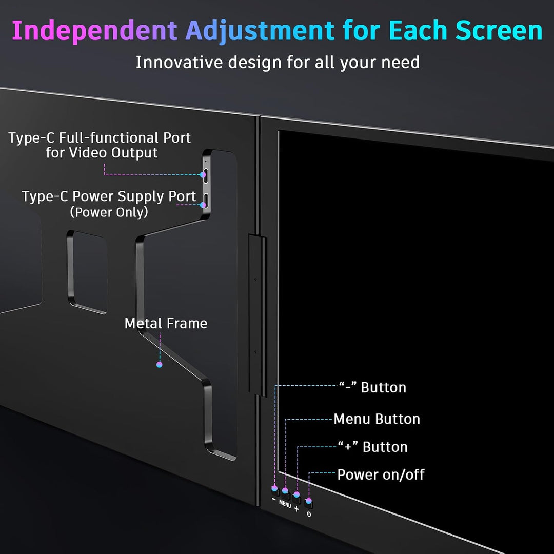 QQH Extensor de pantalla para laptop, monitor portátil triple de 15...