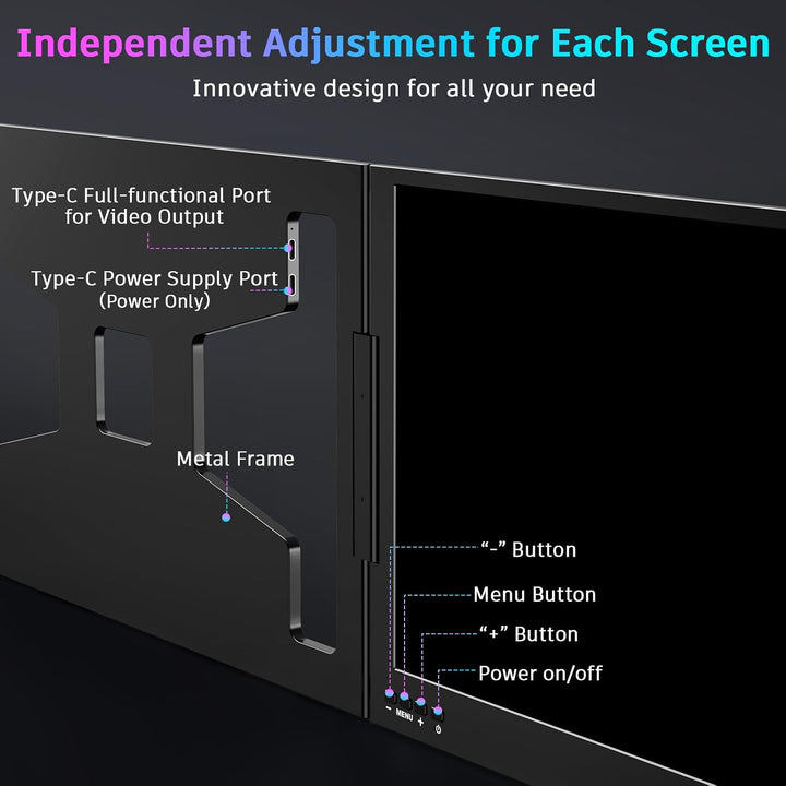 QQH Extensor de pantalla para laptop, monitor portátil triple de 15...