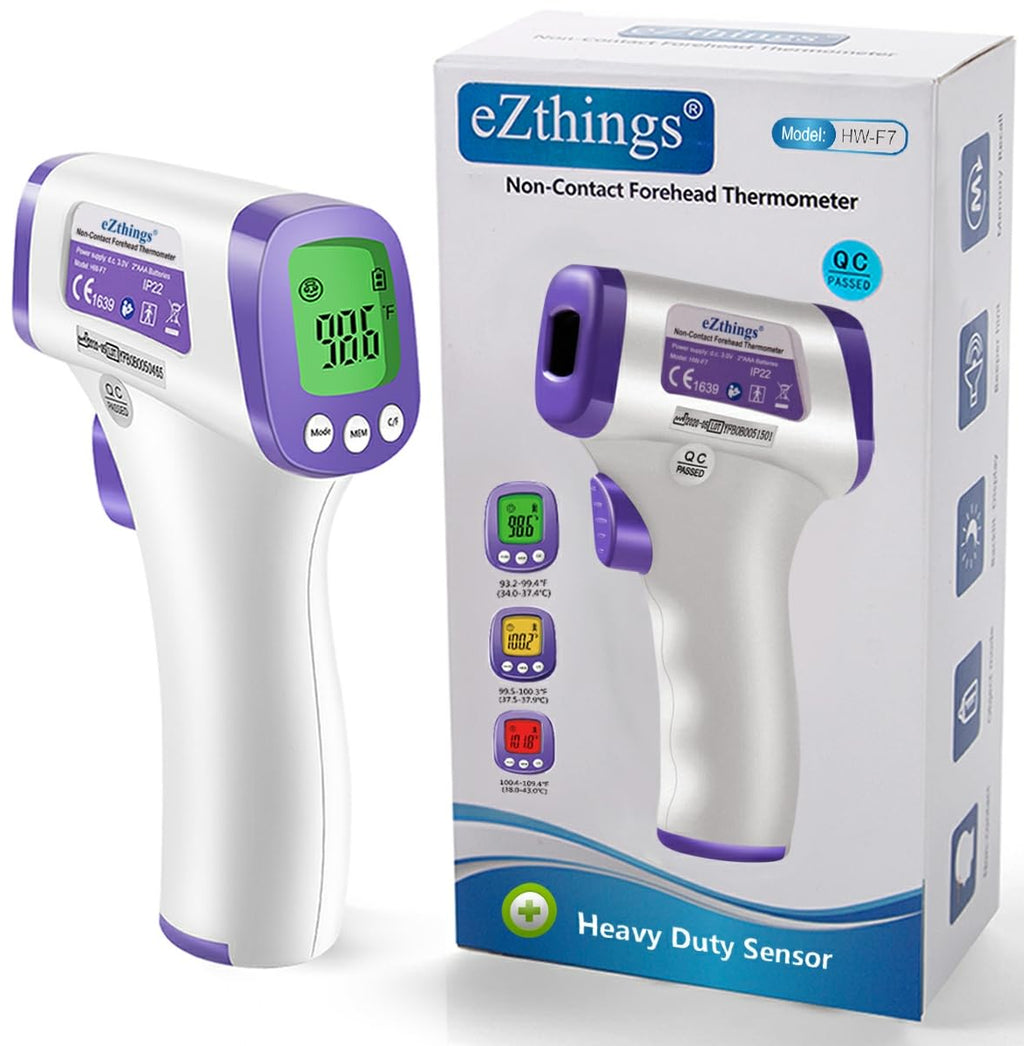 eZthings - Termómetro infrarrojo para frente y sensor de alto calibre sin contacto con pantalla LCD para consultorios médicos, hospitales