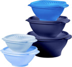 Colección Heritage de Tupperware, nuevo juego de 10 piezas de recipientes para almacenamiento de alimentos en azul vintage, apto para lavavajillas y sin BPA (5 tazones, 5 tapas)