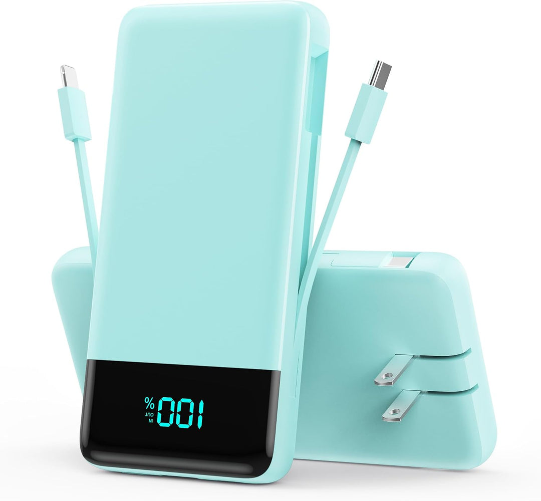 Cargador portátil para iPhone con cables integrados y enchufe de pa...