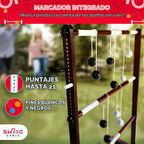 Swooc Games® - Juego de pelota de escalera de madera prémium (resistente a la intemperie) - con más de 10 juegos y estuche de transporte - Fácil de configurar sin herramientas - Juego de lanzamiento