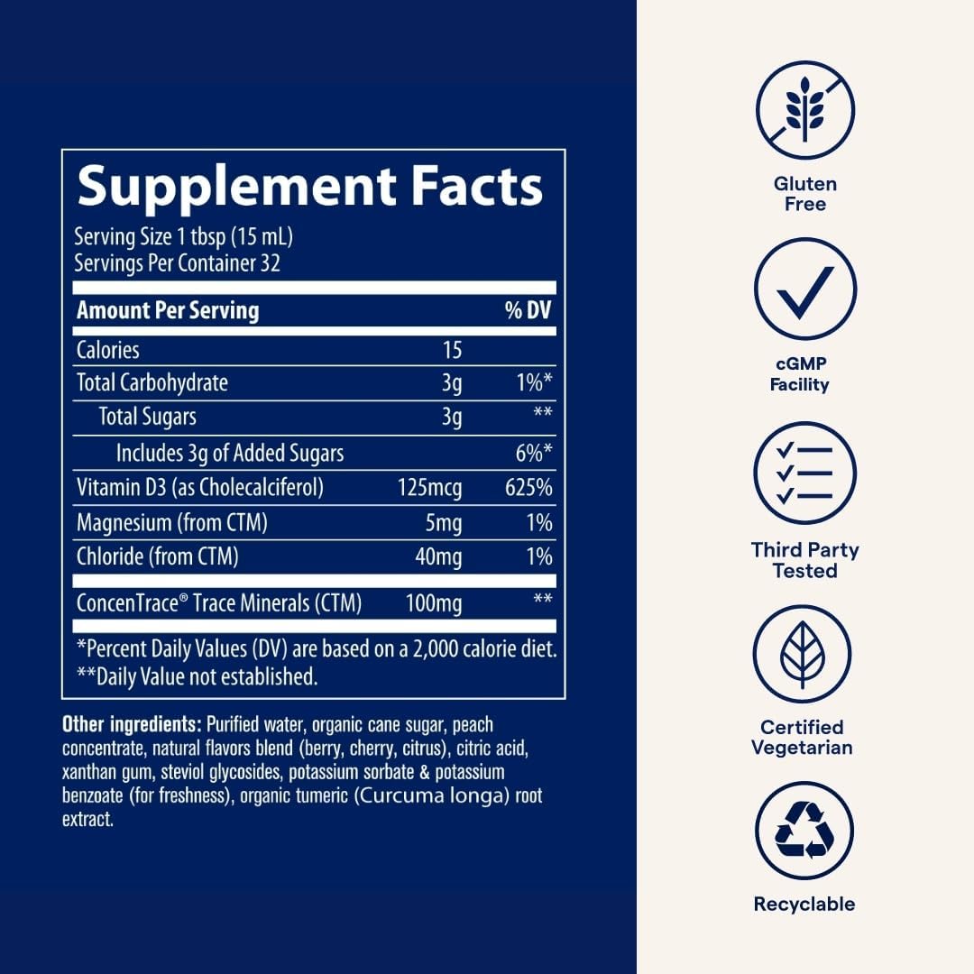 Trace Minerals Vitamina D3 líquida | 126 mcg (5000 UI) D3 con espec...