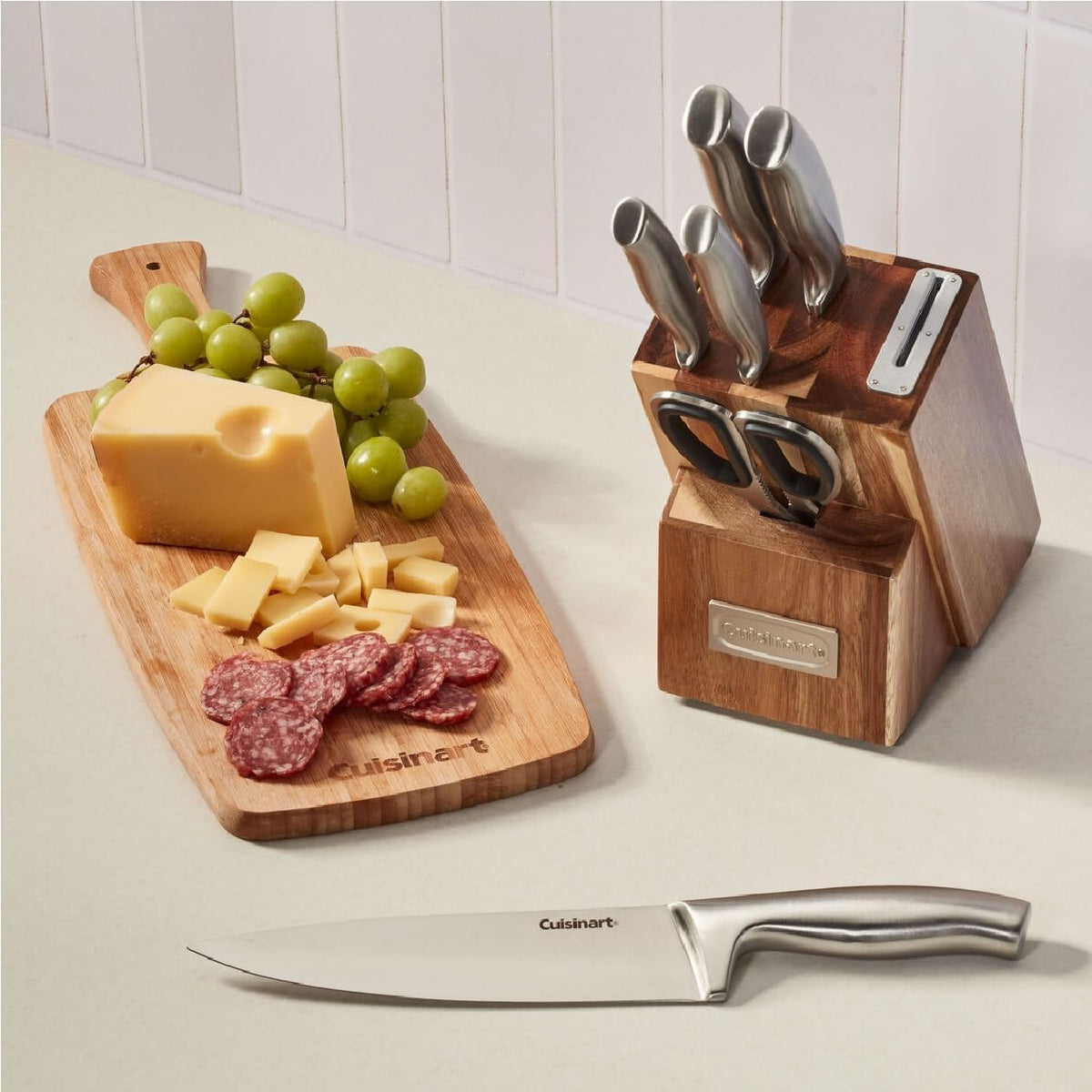 Cuisinart Juego de Cuchillos Esenciales de Acero Inoxidable de 7 Piezas con Bloque y Afilador Integrado