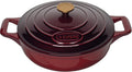La Cuisine - Sartén de hierro fundido esmaltado, horno holandés poco profundo con perilla dorada para tapa interna esmalte negro mate, 3.75 cuartos de galón de 11 pulgadas de diámetro, apto para horno 550°F/528.8 °F, arándano