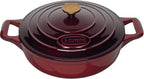 La Cuisine - Sartén de hierro fundido esmaltado, horno holandés poco profundo con perilla dorada para tapa interna esmalte negro mate, 3.75 cuartos de galón de 11 pulgadas de diámetro, apto para horno 550°F/528.8 °F, arándano