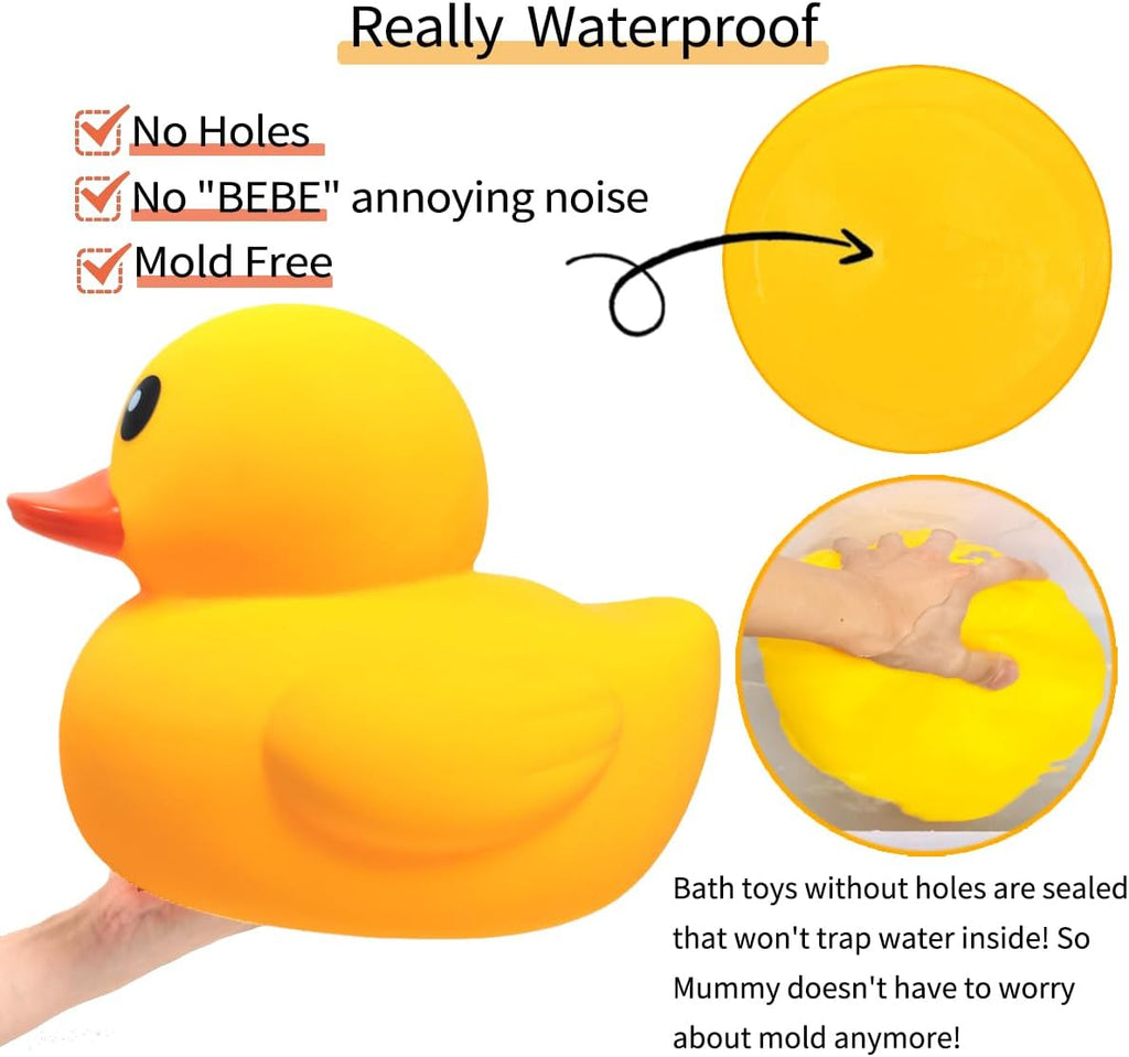 Pato de goma sin agujero, pato de goma sin moho sin agujero, juguete de baño impermeable para niños, piscina, fiesta de cumpleaños y decoración del baño del hogar