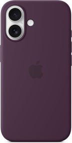 Funda de silicona Apple para iPhone 16 con MagSafe y control de cámara: funda ligera para teléfono, compatible con carga inalámbrica, acabado mate suave; Ciruela