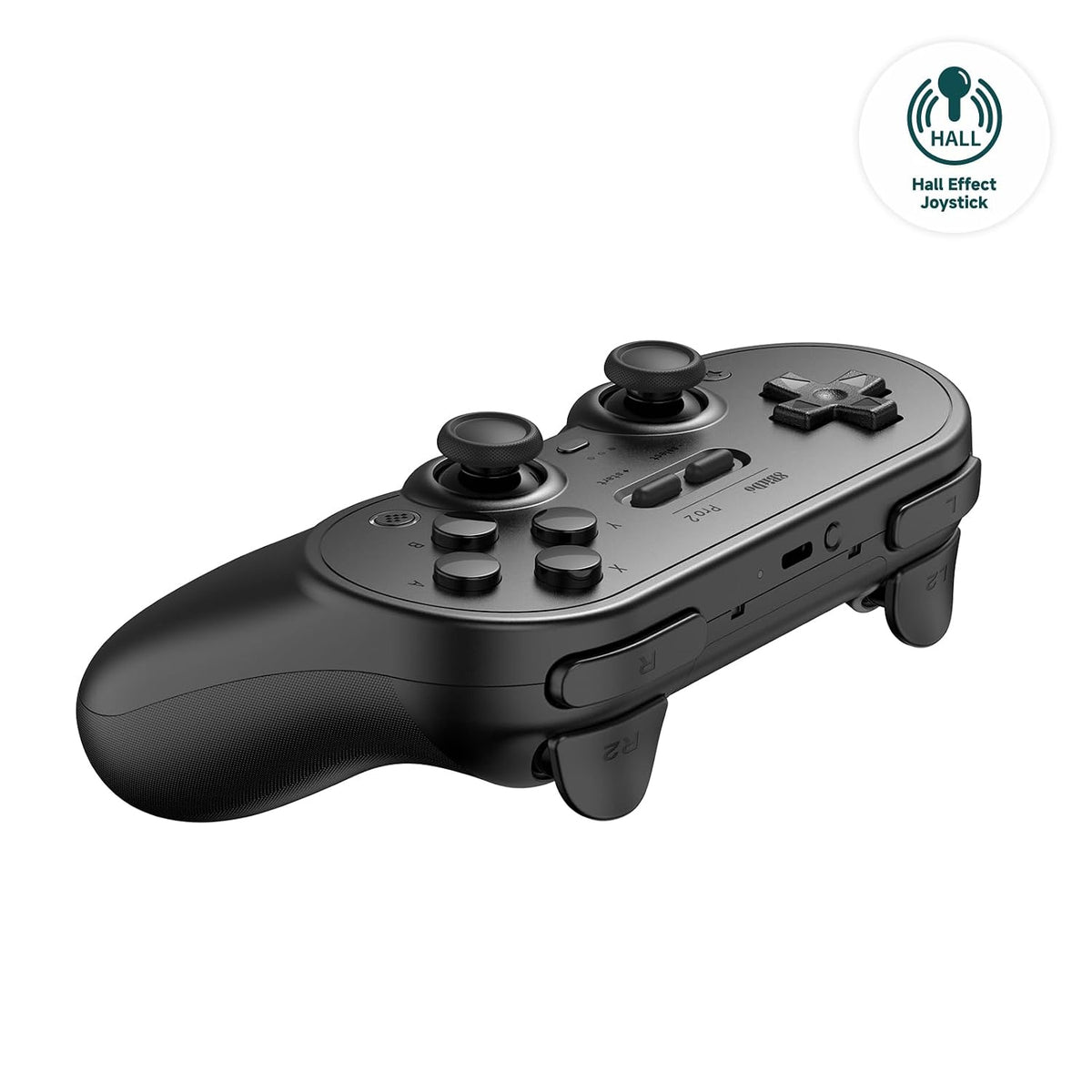 Controlador 8BitDo Pro 2 Bluetooth para Switch, actualización con joystick de efecto Hall, controlador de juego inalámbrico para Switch, PC, Android, Steam Deck y Apple (Edición Negra)