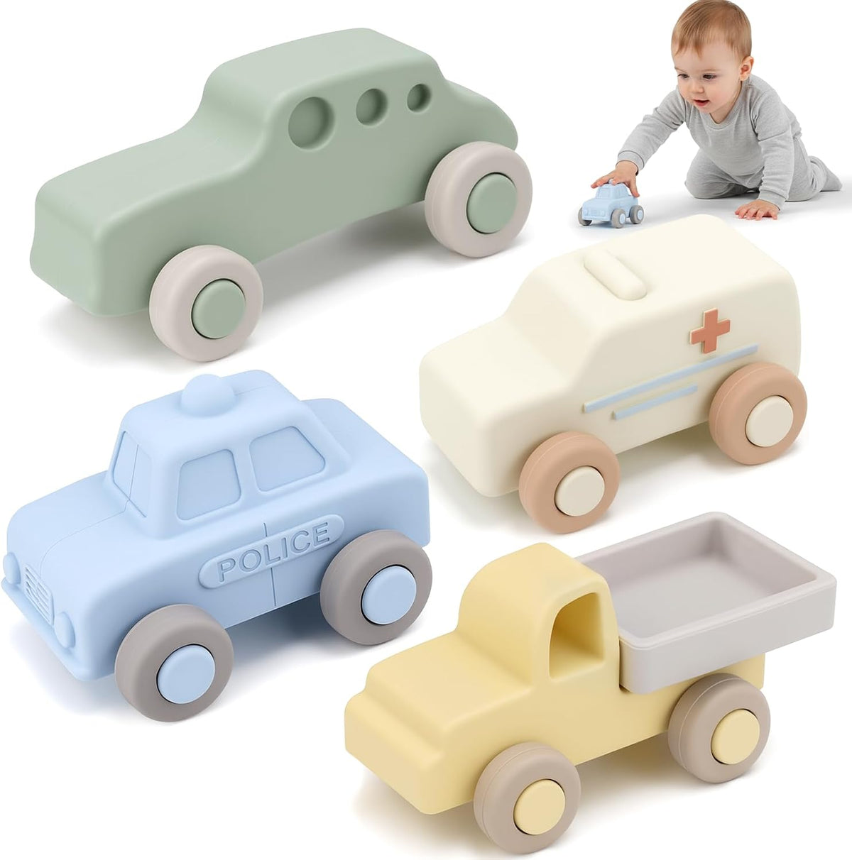 Juguetes del coche del bebé del silicón con la caja de almacenamiento