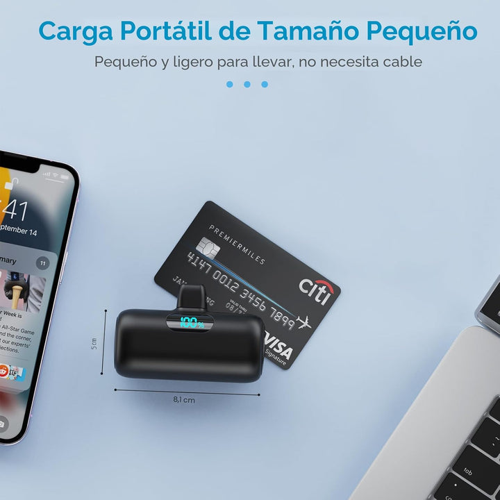 Cargador portátil pequeño para iPhone de 5000 mAh, cargador de bate...