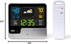 AcuRite 01129M Reloj despertador con cargador USB, temperatura exterior y pronósticos meteorológicos