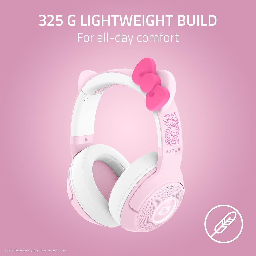 Razer Kraken Kitty V2 BT Auriculares Inalámbricos RGB: Chroma RGB - Bluetooth 5.2 - Controladores de 40 mm - Batería de 40 hrs con Carga Tipo C - Edición Hello Kitty & Friends