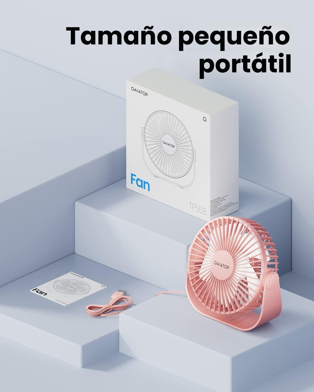 Gaiatop Ventilador de escritorio USB, flujo de aire fuerte de 3 vel...