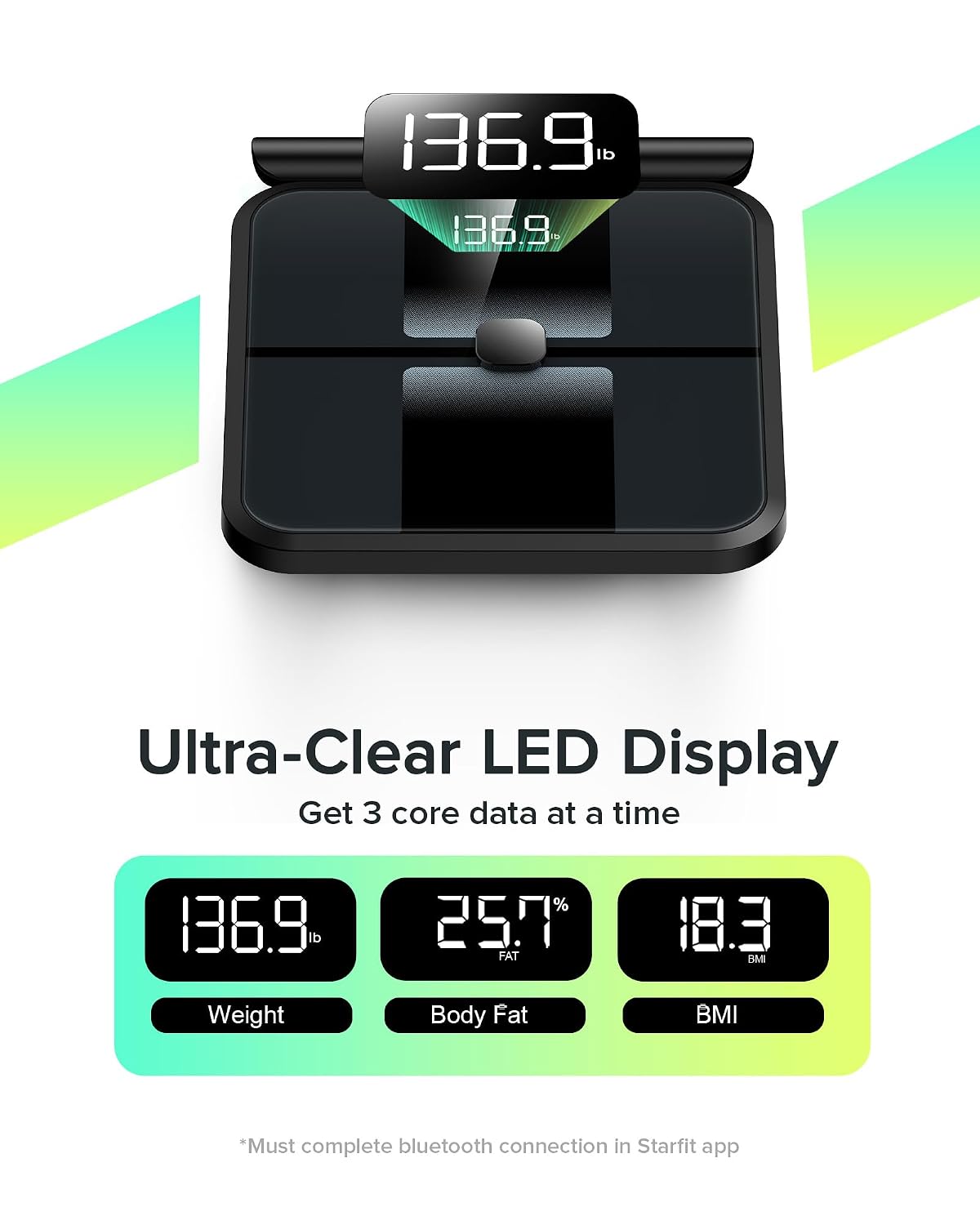 RunStar Báscula para Peso Corporal y Porcentaje de Grasa, Monitor de Composición Corporal de 8 Electrodos, 28 Métricas Corporales, App de Seguimiento Sync, IMC, Masa Muscular - Alta Precisión, Báscula Digital de Baño con Pantalla de 3 Métricas
