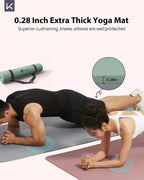 KEEP Tapete de yoga, 32 pulgadas, extra ancho, para hombres y mujeres, 0.276 in de grosor, doble cara, antideslizante, ecológico, tapete de yoga para pilates, entrenamiento y fitness