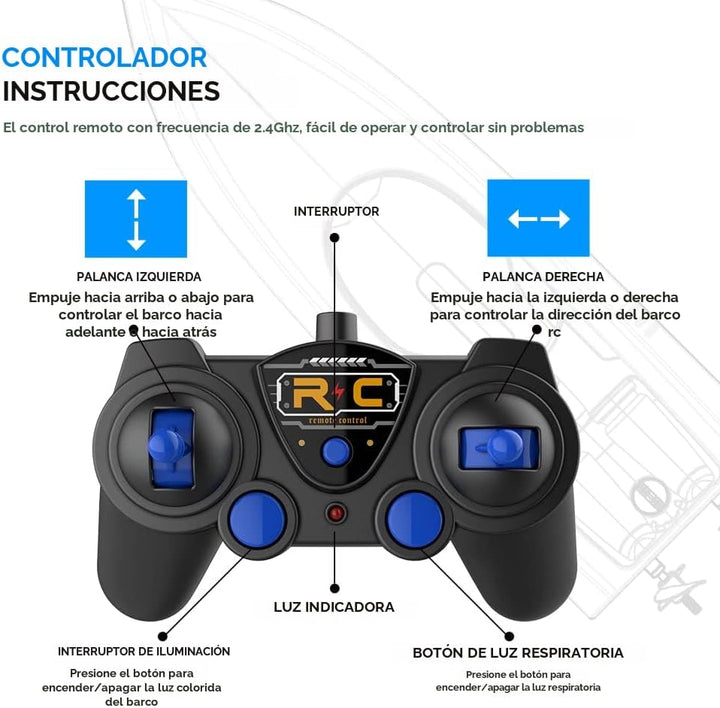 Akargol Bote RC con LED - Barco de control remoto para piscinas y l...