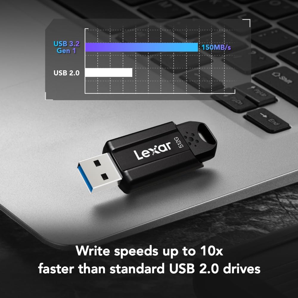 Lexar Unidad flash USB 3.2 Gen 1 JumpDrive S80 de 512 GB, almacenam...