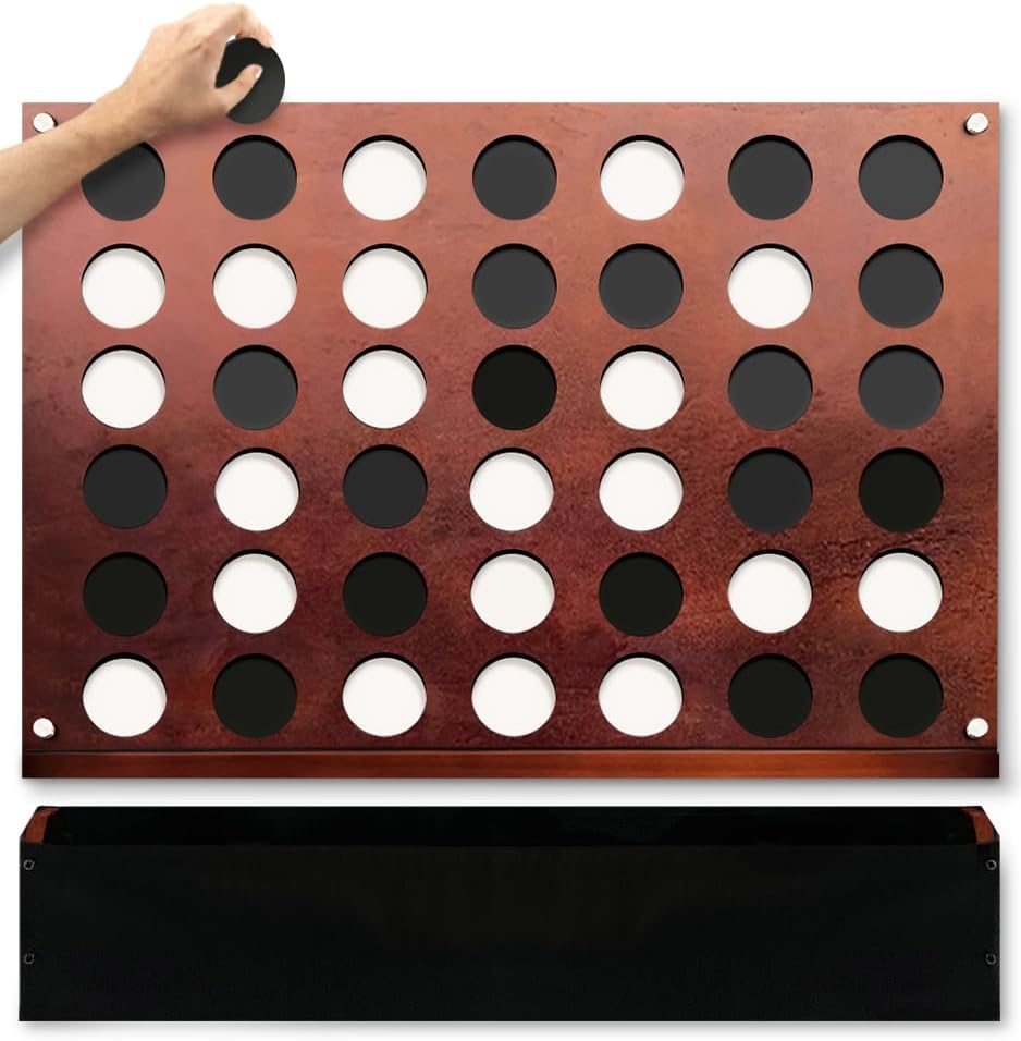 Swooc Games® - Juego de pared gigante 4 en una fila - 60% más silencioso - Juegos de pared de tamaño jumbo - Juego de sala de juegos, accesorios y decoración - Decoración de garaje y sótano - Conexión