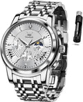 OLEVS Relojes para Hombres de Negocios de Acero Inoxidable, a Prueba de Agua, Estilo Casual Formal