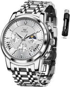 OLEVS Relojes para Hombres de Negocios de Acero Inoxidable, a Prueba de Agua, Estilo Casual Formal