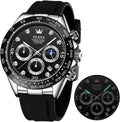 OLEVS Relojes Cronógrafo Masculinos de Moda Empresarial Analógico Quartz Reloj de Pulsera para Hombre, Cinturón de Silicona a prueba de agua con Luminiscente, Calendario