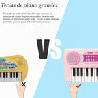 Teclado de piano recargable para niños, 37 teclas con micrófono e