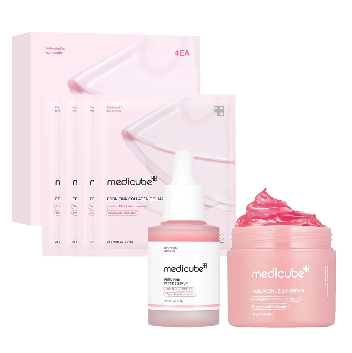 medicube Pink Glass Glow Skin Trio: Máscara de gel de gelatina de c...