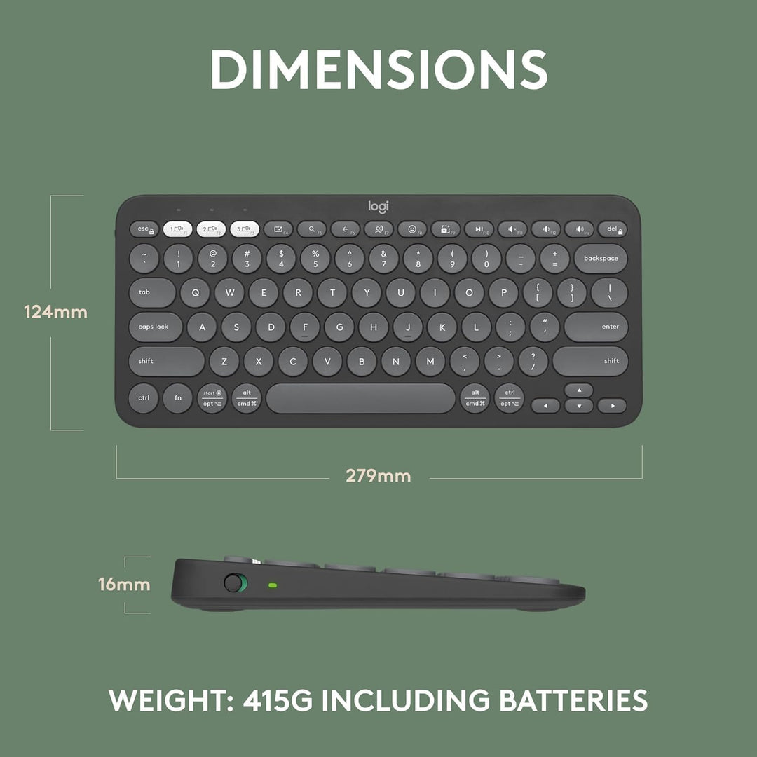 Logitech Pebble Keys 2 K380s, teclado inalámbrico Bluetooth multidi...