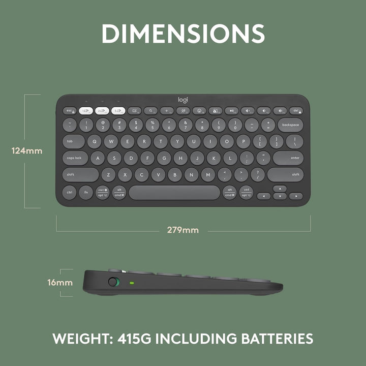 Logitech Pebble Keys 2 K380s, teclado inalámbrico Bluetooth multidi...